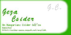 geza csider business card